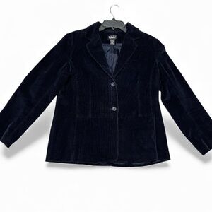 Women's Rafaella Corduroy Blazer 2 button Dark Navy Blue Size 14